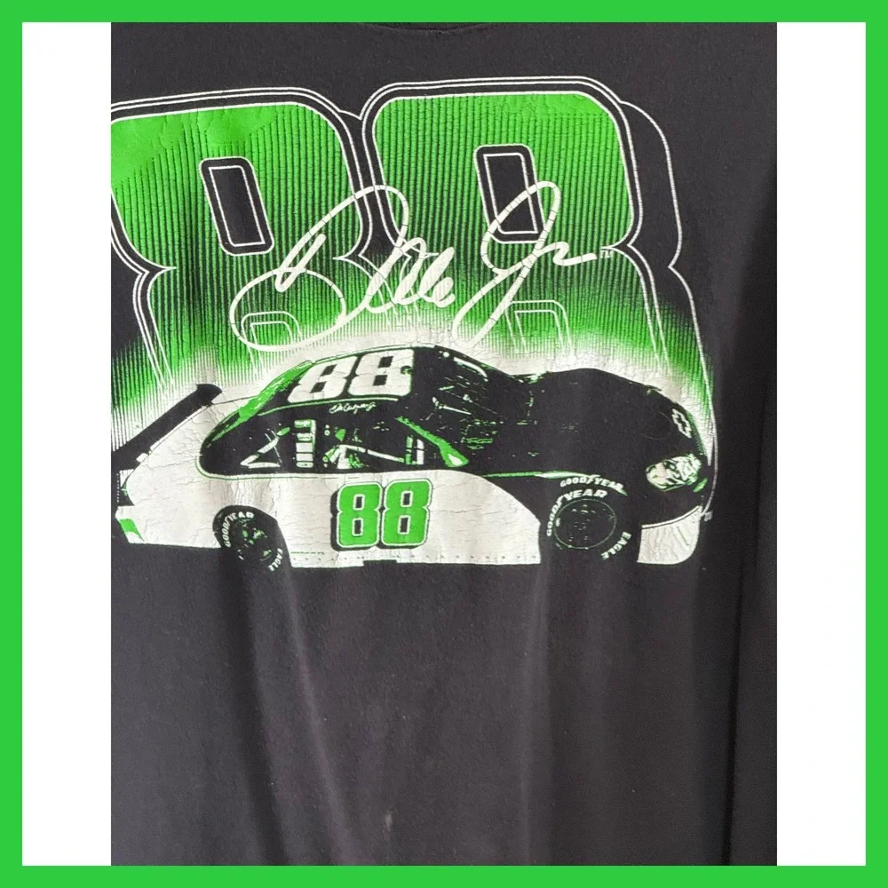 Adidas Dale Earnhardt Jr 88 NASCAR Racing Graphic T-Shirt Mens XL Black Green